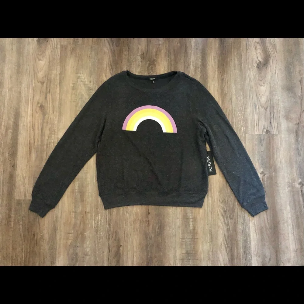 HP 🎉 NWT Wildfox Black Rainbow Sweater - Picture 2 of 9